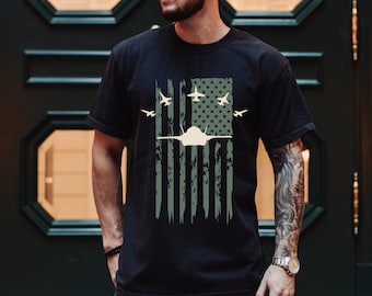Stöd våra veteraner, flygvapnet-t-shirt, present till honom, present till veteran, stridsflygplan-t-shirt, flyguppvisningsklädsel, supporter till amerikanskt flygvapen