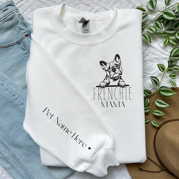 Aangepaste Franse Bulldog moeder sweatshirt cadeau voor hond moeder, gepersonaliseerde Frenchie shirt, Frenchie mama hoodie, hondenliefhebber cadeau voor huisdier ouder