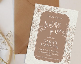 Wildly In Love Bridal Shower Invitation Template | Bridal Shower Theme Customized Invite | Bride To Be Celebration | Wildflower Bridal Evite