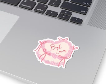 Book Lover Coquette Cake Kiss-Cut Stickers, Gift for Reader, Kindle Sticker
