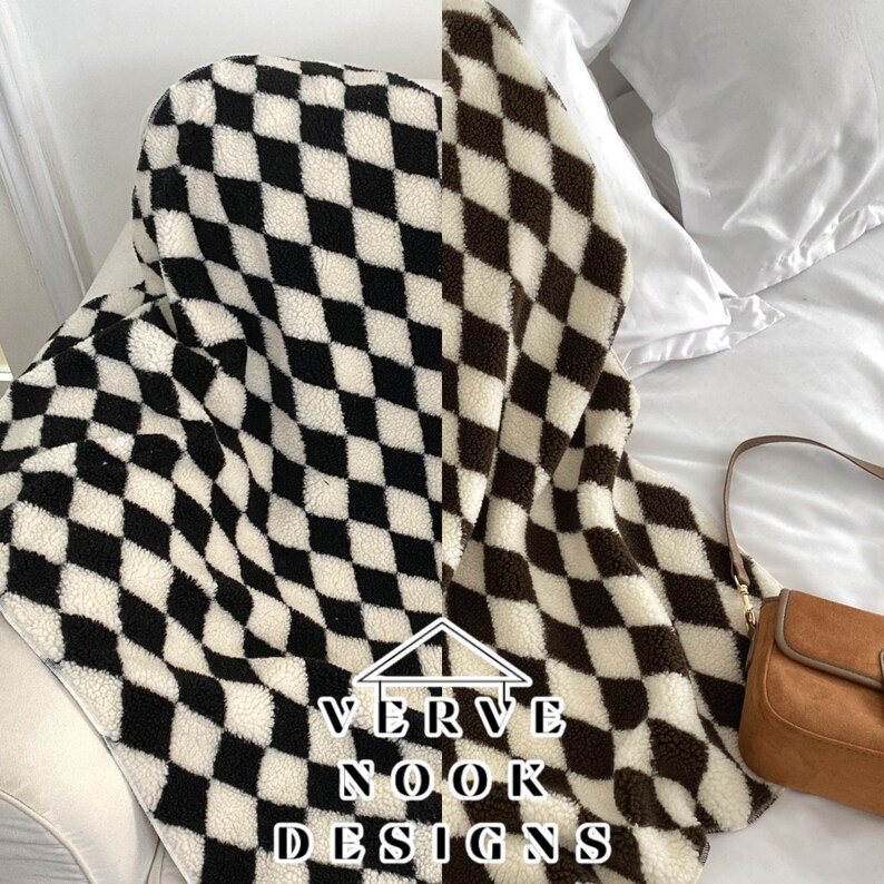 Soft Checkered Blanket, Checkerboard Grid Blanket, Checkered Throw