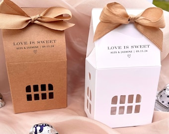 Wedding Favor Box Love Is Sweet Candy Favor Box Wedding Favor Gift Box Candy Bar Favor To Go Box Wedding Treat Box House Shaped Favor Box