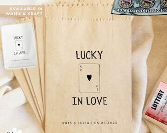 Glück in der Liebe Lotto-Schein-Bevorzugungs-Taschen-Hochzeits-Lotterie-Scheinhalter-Hochzeits-Lottobeutel-Scratch-Off-Hochzeitskratzer-Bevorzugungs-Hochzeits-Bevorzugungsbeutel