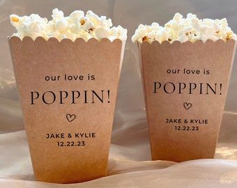 カスタムポップコーンカップ、ウェディングギフト、ポップコーンパーティーボックス、Our Love Is Poppin、ブライダルシャワーギフト、ポップコーンギフト、ウェディングポップコーンバーレセプションギフト