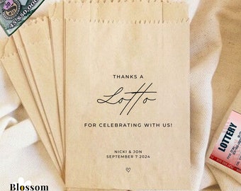 Bolsa de regalo de agradecimiento por un billete de lotería, bolsa de billetes de lotería para bodas, regalos para despedidas de soltera, bolsa de regalo de agradecimiento para bodas, bolsa de regalos para raspar personalizada