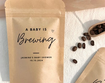 Coffee Baby Shower Favor Baby Is Brewing Coffee Bag Personalized Coffee Favor Bag Baby Shower Party Favor Coffee Bar Baby Shower Coffee Bags