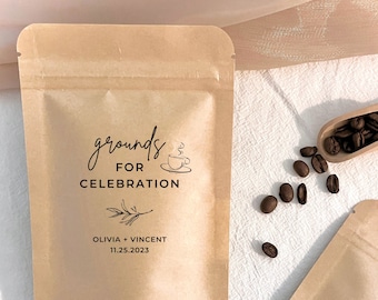 Personalized Coffee Favor Bags Grounds for Celebration Wedding Coffee Favors Wedding Favors Resealable Coffee Pouch Custom Ground Coffee Bag