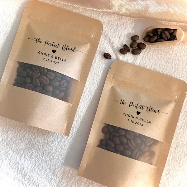 Wedding Coffee Favor Bag The Perfect Blend Coffee Bag Wedding Coffee Favor Bag Coffee Wedding Favors Custom Coffee Pouch Wedding Favors Bags