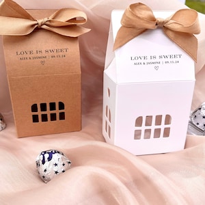 Boîte de dragées L'amour est doux Boîte de dragées de mariage Boîte cadeau de dragées de mariage Boîte de dragées à emporter Boîte de dragées de mariage Boîte de dragées en forme de maison
