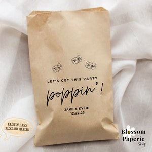 Matrimonio Borsa per popcorn Festa di fidanzamento Poppin Borsa per popcorn Bomboniera per addio al nubilato Borsa per bomboniere per popcorn Cena di prova Ricevimento di nozze Barretta per popcorn