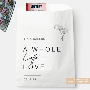Bilet na loterię, torba na upominki ślubne, cała Lotto Love, torba na upominki ślubne, bilet na loterię, upominek ślubny, zdrapki ślubne, torba na upominki na imprezę
