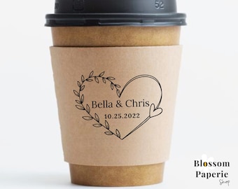 Maniche per bicchieri di carta con monogramma personalizzato Maniche per bicchieri da caffè personalizzati Bar per caffè per matrimoni Maniche personalizzate per bicchieri da caffè monouso per matrimoni Riciclabili