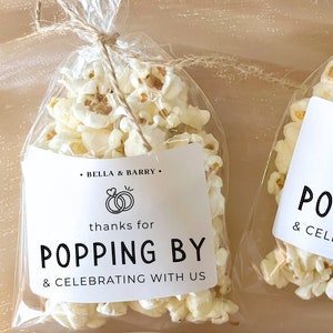 Wedding Thank You Favors Bags Personalized Wedding Bags Label Thank You for Popping By and Celebrating With Us Popcorn Bag Wedding Snack Bar