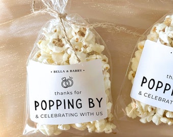 Wedding Thank You Favors Bags Personalized Wedding Bags Label Thank You for Popping By and Celebrating With Us Popcorn Bag Wedding Snack Bar