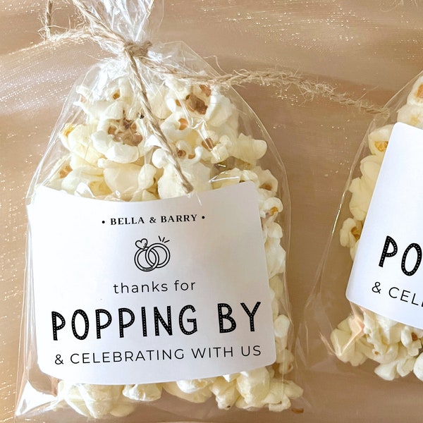 Bruiloft Bedankbedankjes Tassen Gepersonaliseerde Trouwtassen Etiket Bedankt voor het langskomen en vieren met ons Popcorn Zak Bruiloft Snackbar