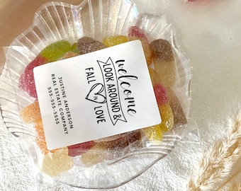 Welcome Custom Labels Real Estate Marketing Sticker & Bags Favor Realtor Open House Marketing Label Candy Giveaway Realtor Branding Stickers