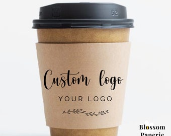 Custom Coffee SLEEVES with Business LOGO on Coffee Cup Sleeves Custom Paper Cup Business Branding Custom Coffee Cup - Custom SLEEVES Only