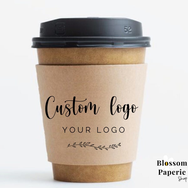 Custom Coffee SLEEVES with Business LOGO on Coffee Cup Sleeves Custom Paper Cup Business Branding Custom Coffee Cup - Custom SLEEVES Only