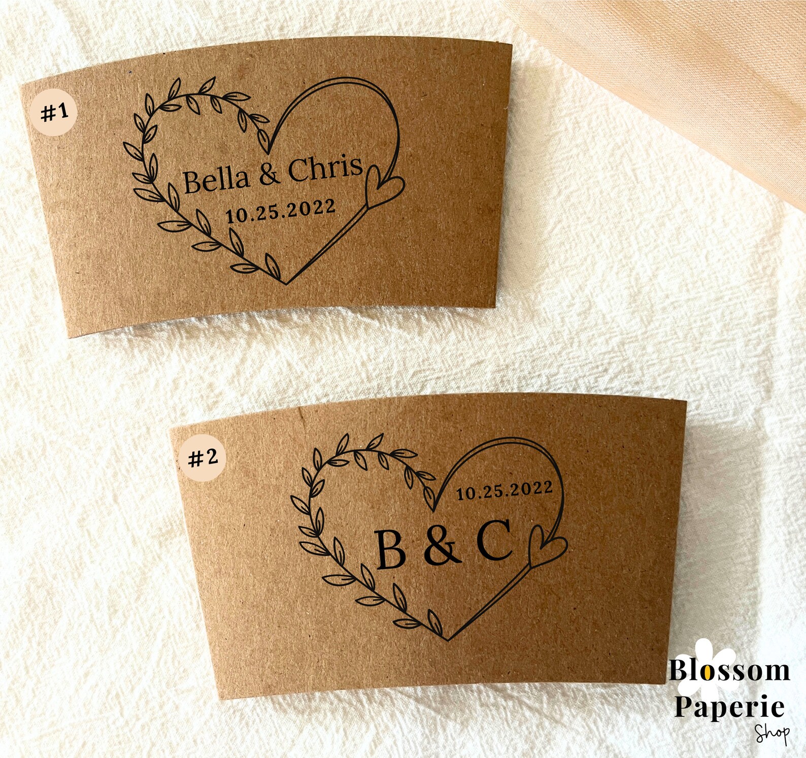 Custom Monogram Paper Cup Sleeves Personalized Coffee Cup - Etsy