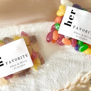 Modern Wedding Favor Bags Candy Bar Treat Bags His and Her Favorite Wedding Favor Bags Wedding Treat Bags Bridal Shower Favor Candy Bags