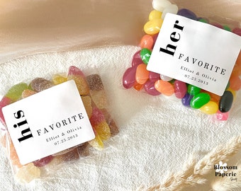 Modern Wedding Favor Bags Candy Bar Treat Bags His and Her Favorite Wedding Favor Bags Wedding Treat Bags Bridal Shower Favor Candy Bags
