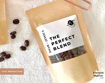 Die perfekte Mischung Kaffee Bevorzugungsbeutel Kaffee Hochzeit Favor Bag Brautpartybevorzugung Wiederverschließbarer Kaffeebeutel Personalisierte Hochzeitsbevorzugungen
