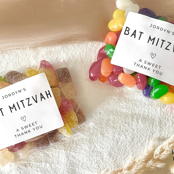 Bar Mitzvah Favors Bat Mitzvah Favors Stickers Jewish Favors Mazel Tov Labels Party Favors Treat Bags Candy Bag Thank You Favor Bag Birthday