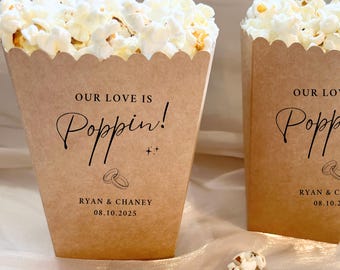 ウェディングポップコーンの記念品 Our Love Is Poppin ウェディングの記念品 ポップコーンボックス パーティーの記念品 油に強いポップコーンカップ ブライダルシャワーのポップコーンの記念品