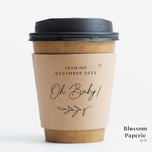 Maniche per caffè personalizzate rosa o blu per baby shower Maniche per tazze di caffè personalizzate Maniche per tazze di carta Maniche di carta per bar di cioccolata calda