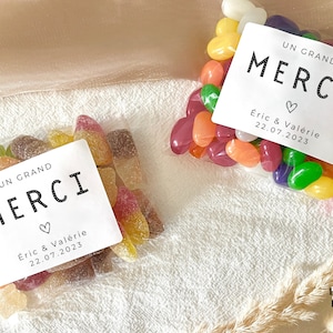 Un Grand Merci Hochzeit Gastgeschenke Tasche + Etikett Personalisierte Verlobung Gastgeschenke Brautparty Gastgeschenke Hochzeit Süßigkeiten BonBon Sachet Personnalisé