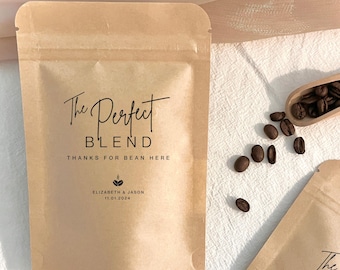 Kaffee Hochzeit Favor Bag Die perfekte Mischung Kaffee Beutel Bevorzugungen Personalisierte Kaffeetaschen Hochzeit Gefälligkeiten Kaffee Wiederverschließbare Taschen Kaffee Bevorzugungen