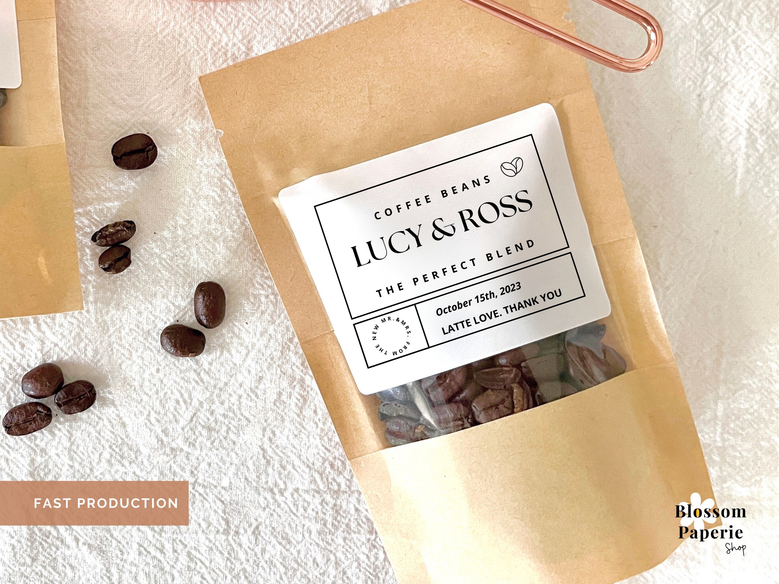 Bomboniere per caffè personalizzate Grazie Caffè per matrimoni La miscela perfetta Bustina per caffè Let Love Brew Borsa per caffè Docce nuziali Borse richiudibili