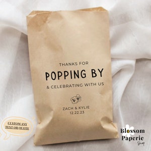 Popcorn Favor Bags Wedding Popcorn Bags Birthday Party Favors Treat Bags Thanks For Popping By Thank You Tag Engagment Party Bridal Shower