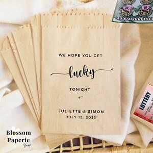 Grattoirs de mariage Faveur Billet de loterie de mariage Sac de faveur Billet de loto Faveurs de mariage Grattez Cadeaux de fête Sacs Obtenez des faveurs de ce soir chanceux
