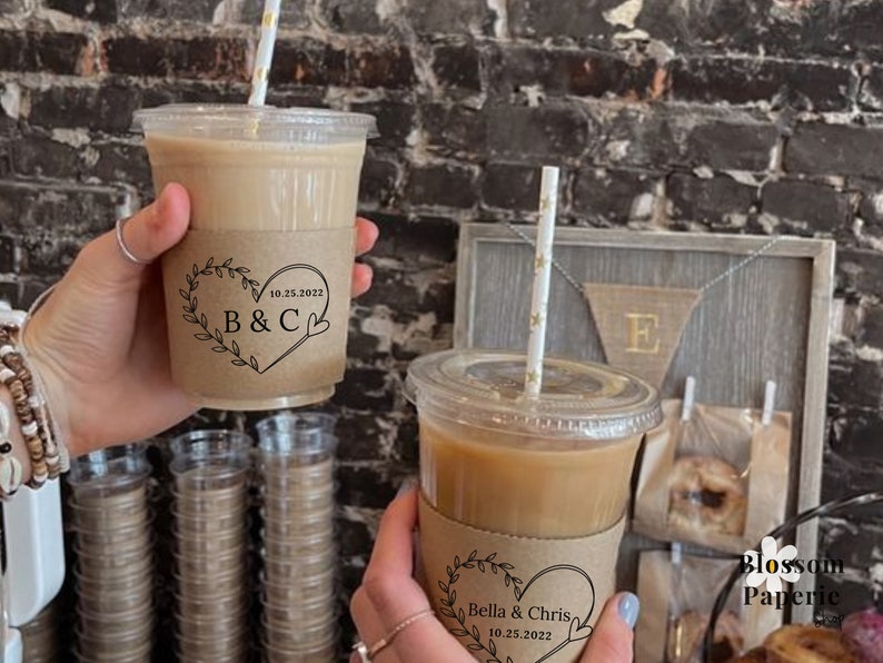 Custom Monogram Paper Cup Sleeves Personalized Coffee Cup - Etsy