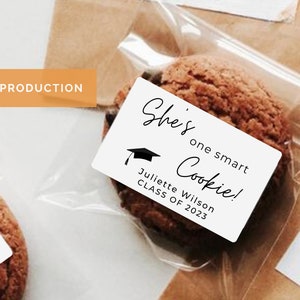 NEW! She&#39;s One Smart Cookie Graduation Sticker He&#39;s One Smart Cookie Label Graduation Cookie Favor BAG Cookie STICKER Grad 2025 Party Favors