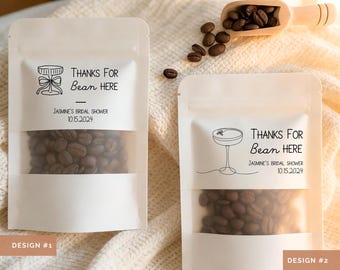 Sac de café cadeau de douche nuptiale sur le thème du café, cadeau de mariage personnalisé, sac de café de remerciement, cadeau pour invité, sac de décoration de douche martini expresso