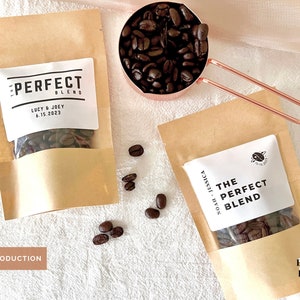 Personalisierte Kaffee-Hochzeits-Bevorzugung-Tasche Die perfekte Mischungs-Kaffee-Tasche Hochzeits-Bevorzugung Benutzerdefinierte Hochzeits-Kaffee-Beutel-Bevorzugung Brautparty-Tee-Bevorzugung