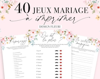 Jeux Mariage à imprimer Pack de 40 Jeux pour mariage en français Animations mariage Design fleurs