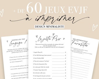 Jeux EVJF à imprimer - Pack de 60 Jeux Enterrement de vie de jeune fille en français - jeu evjf - jeux mariage - animations evjf