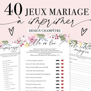 Jeux Mariage à imprimer Pack de 40 Jeux pour mariage en français animations mariage Design champêtre