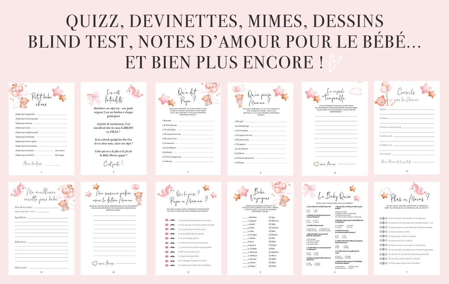 Jeux Baby Shower à Imprimer En Français Design Ourson Rose 50