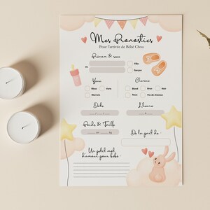 Cartes de pronostics pour la naissance de bébé à imprimer Prédictions naissance bébé Baby Shower ou Gender Reveal Design Lapin Orange image 5