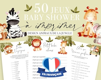 Jeux Baby Shower à imprimer Animaux de la Jungle 50 Jeux et animations Baby Shower en français