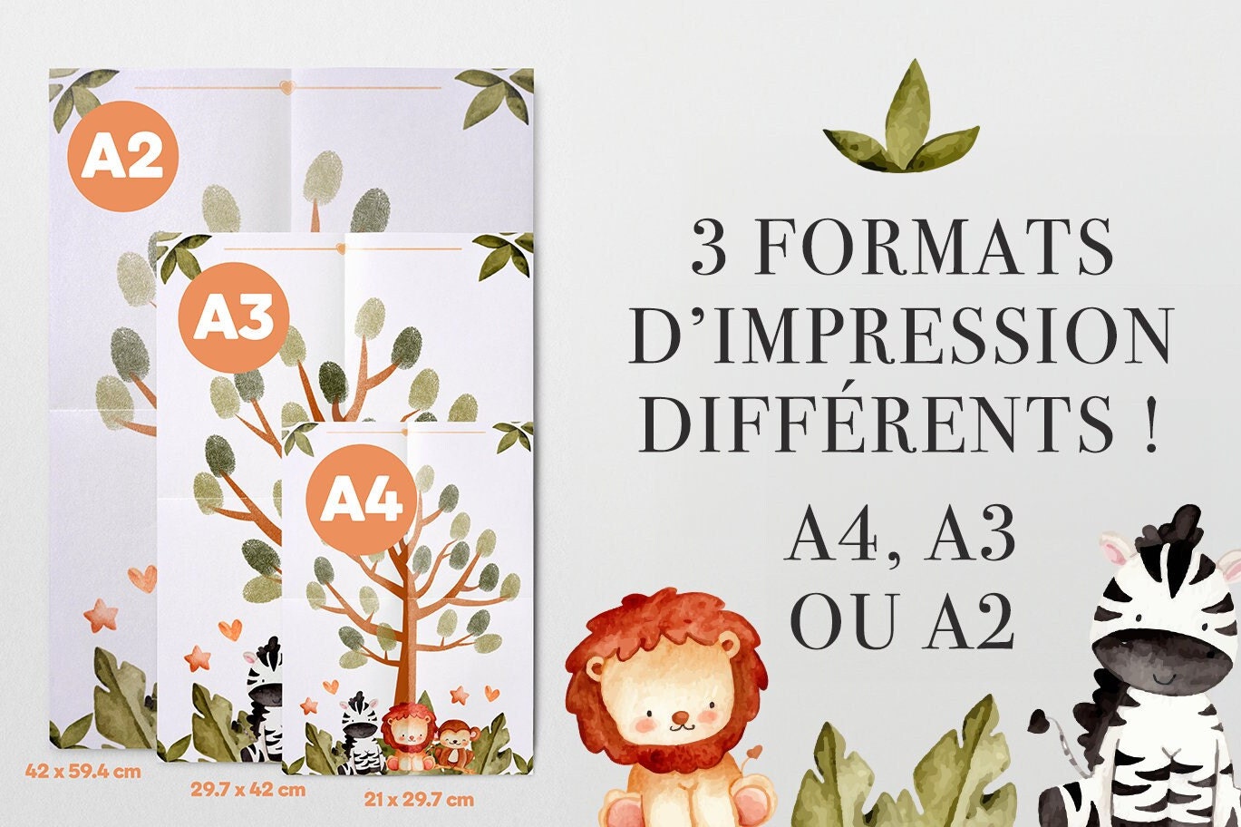 Arbre à empreinte Baby Shower à imprimer Format A4 A3 ou A2 (poster