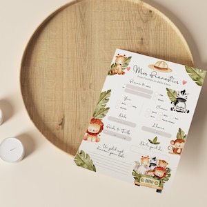 Cartes de pronostics pour la naissance de bébé à imprimer Carte de prédictions bébé pour Baby Shower ou Gender Reveal Design Animaux Jungle image 4