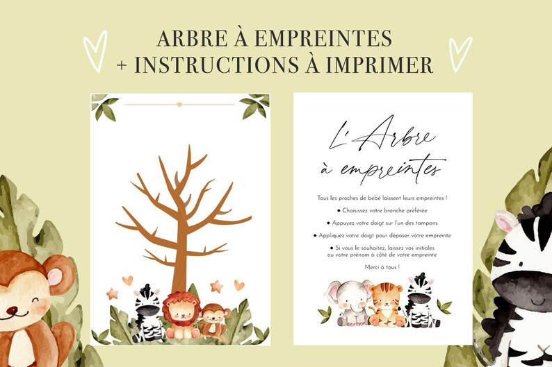 Arbre à empreinte Baby Shower à imprimer Format A4 A3 ou A2 (poster