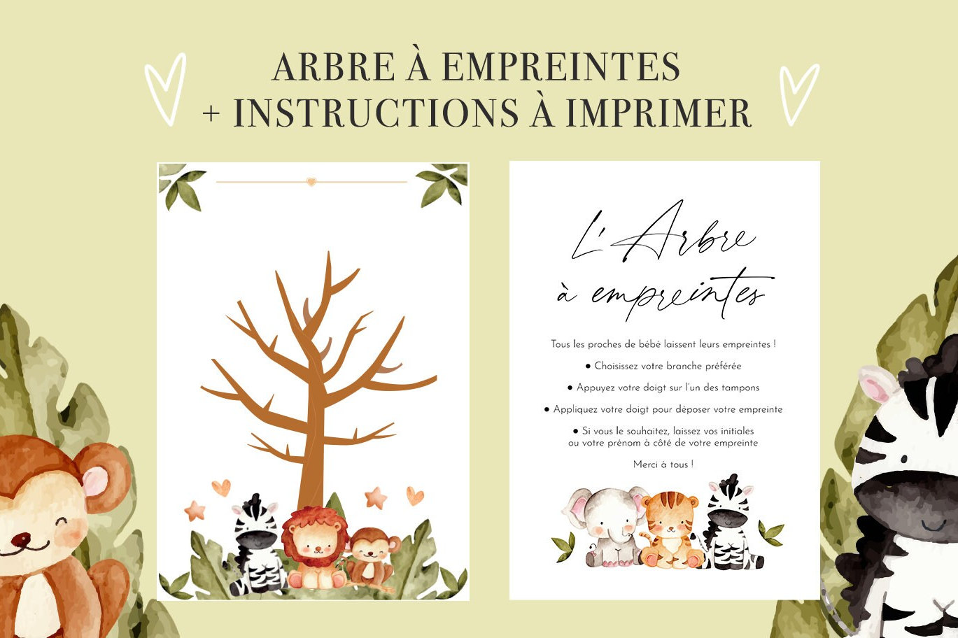 Arbre à empreinte Baby Shower à imprimer Format A4 A3 ou A2 (poster