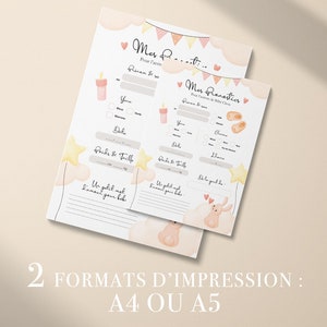 Cartes de pronostics pour la naissance de bébé à imprimer Prédictions naissance bébé Baby Shower ou Gender Reveal Design Lapin Orange image 2