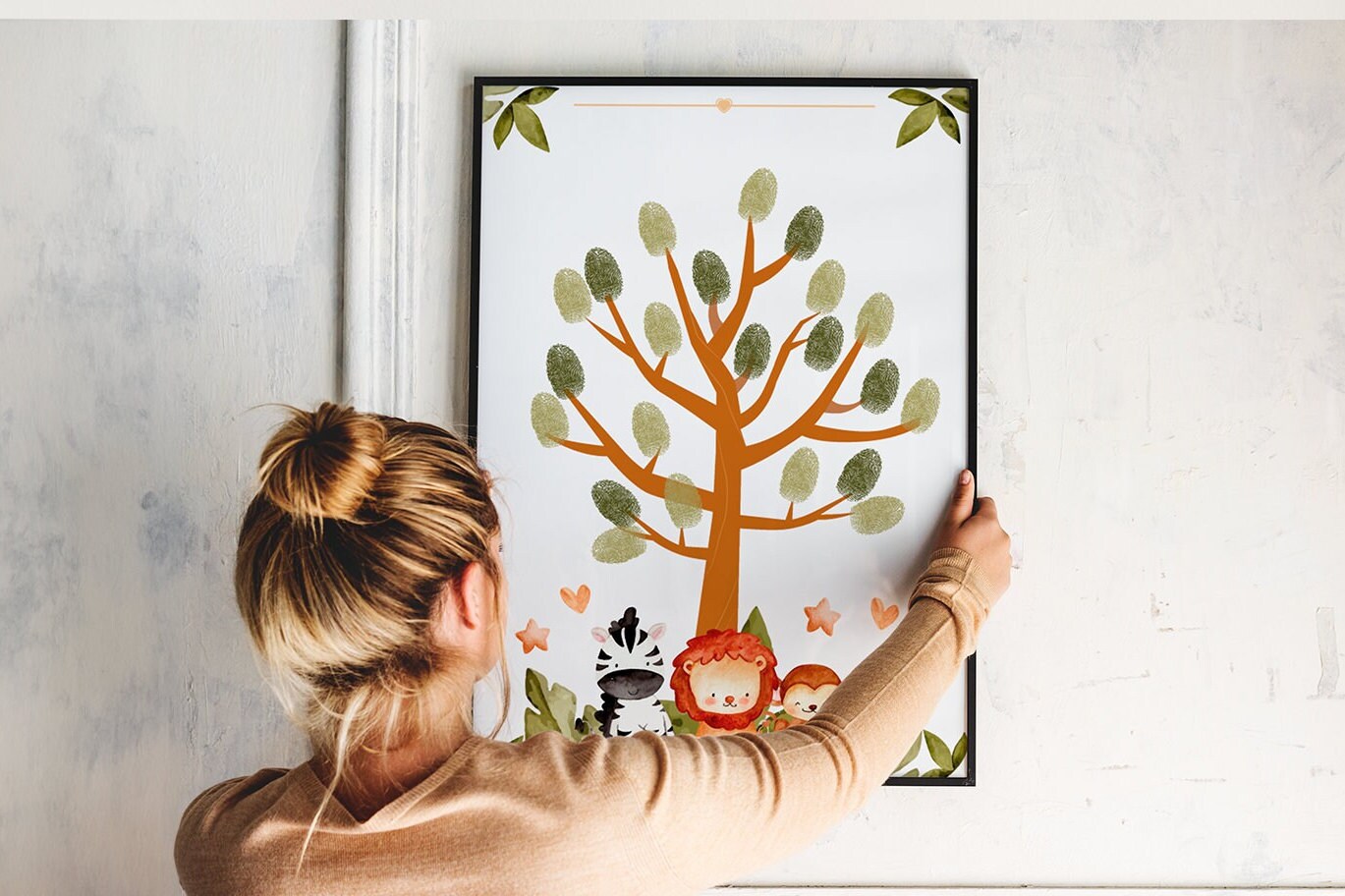 Arbre à Empreinte Baby Shower à Imprimer Format A4 A3 Ou A2 poster